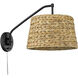 Ryleigh 1 Light 12 inch Matte Black Articulating Wall Sconce Wall Light in Woven Sweet Grass, Adjustable